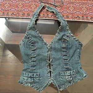 Corset like denim top